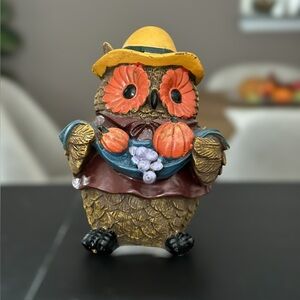 Ashland Harvest Owl Figurine with Yellow Hat Fall Decor